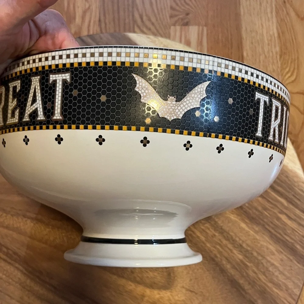 Anthropologie The Bistro Tile Stoneware Candy Bowl: Halloween Edition